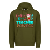 Army Green coffee gives me teacher powers Premium Hoodie - BundleAndBundleShop