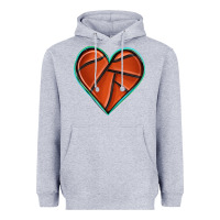 Heather Grey basketball heart Heavyweight Hoodie - texasbilliewilder