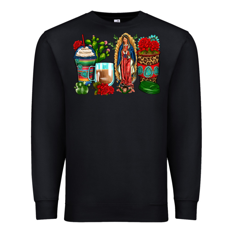 Lady Of Guadalupe Coffee Cups Premium Sweatshirt by Zillion Design Studio | Teevron