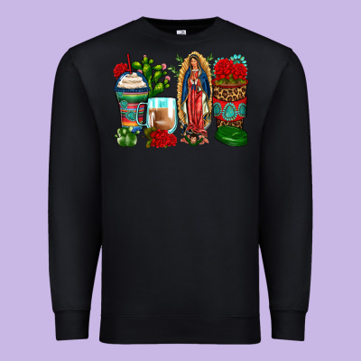 Lady Of Guadalupe Coffee Cups Premium Sweatshirt Designed By Zillion Design Studio