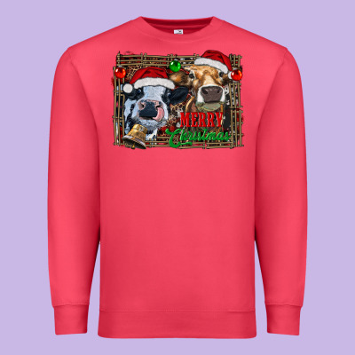 Merry Christmas Heifers Premium Sweatshirt Designed By Ranaportraitstore