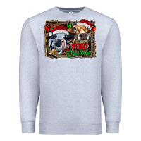 Heather Grey merry christmas heifers Premium Sweatshirt - RanaPortraitStore