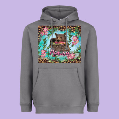 Heavyweight Hoodie Mama bear haunting fish floral