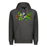 Charcoal Heather Western Cowhide Leopard Glitter Shamrocks Premium Hoodie - Jasminsmagicworld