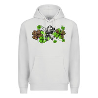 Dove Grey Western Cowhide Leopard Glitter Shamrocks Premium Hoodie - Jasminsmagicworld