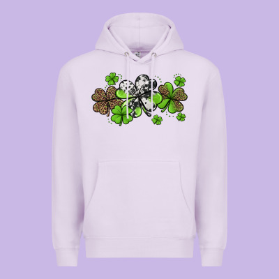 Western Cowhide Leopard Glitter Shamrocks Premium Hoodie Designed By Jasminsmagicworld