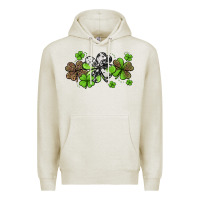 Oatmeal Heather Western Cowhide Leopard Glitter Shamrocks Premium Hoodie - Jasminsmagicworld