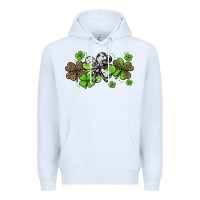 White Western Cowhide Leopard Glitter Shamrocks Premium Hoodie - Jasminsmagicworld