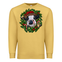 Antique Gold heifer cow with Christmas wreath Premium Sweatshirt - RanaPortraitStore