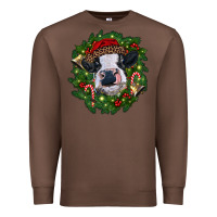 Chestnut heifer cow with Christmas wreath Premium Sweatshirt - RanaPortraitStore