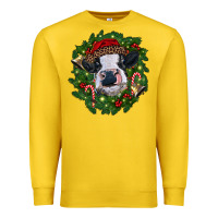 Lemon heifer cow with Christmas wreath Premium Sweatshirt - RanaPortraitStore