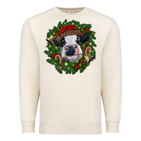 Sandshell heifer cow with Christmas wreath Premium Sweatshirt - RanaPortraitStore