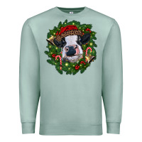 Seafoam heifer cow with Christmas wreath Premium Sweatshirt - RanaPortraitStore