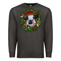 Smoke heifer cow with Christmas wreath Premium Sweatshirt - RanaPortraitStore
