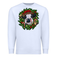 White heifer cow with Christmas wreath Premium Sweatshirt - RanaPortraitStore