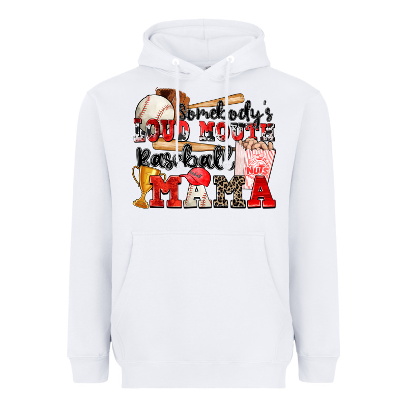 Somebody's Loud Mouth Baseball Mama Heavyweight Hoodie by Zillion Design Studio | Teevron