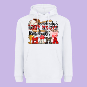 Somebody's Loud Mouth Baseball Mama Heavyweight Hoodie Designed By Zillion Design Studio