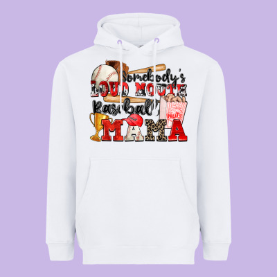 Somebody's Loud Mouth Baseball Mama Heavyweight Hoodie Designed By Zillion Design Studio