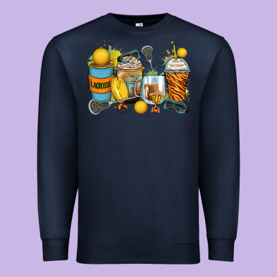 Lacrosse Coffee Cups Premium Sweatshirt Designed By Zillion Design Studio
