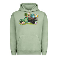 Pigment Oil Green easter hunt i̇n truck Urban Hoodie - AdoDesignShop