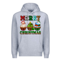 Heather Grey merry christmas with cupcakes Premium Hoodie - AdoDesignShop