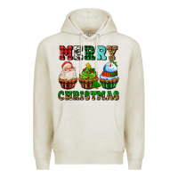 Oatmeal Heather merry christmas with cupcakes Premium Hoodie - AdoDesignShop