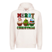 Pale Pink merry christmas with cupcakes Premium Hoodie - AdoDesignShop