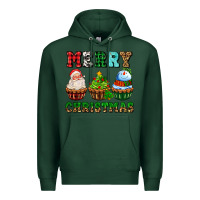 Sports Green merry christmas with cupcakes Premium Hoodie - AdoDesignShop