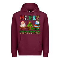 Burgundy merry christmas with cupcakes Premium Hoodie - AdoDesignShop