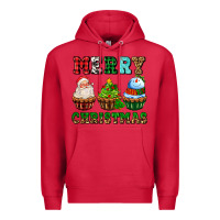 Cardinal merry christmas with cupcakes Premium Hoodie - AdoDesignShop