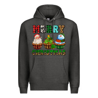 Charcoal Heather merry christmas with cupcakes Premium Hoodie - AdoDesignShop