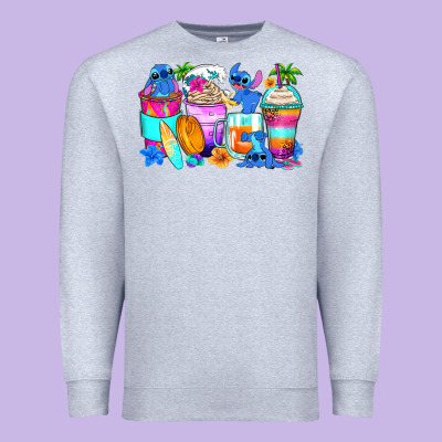 Stitch Summer Coffee Cups Premium Sweatshirt Designed By Zillion Design Studio