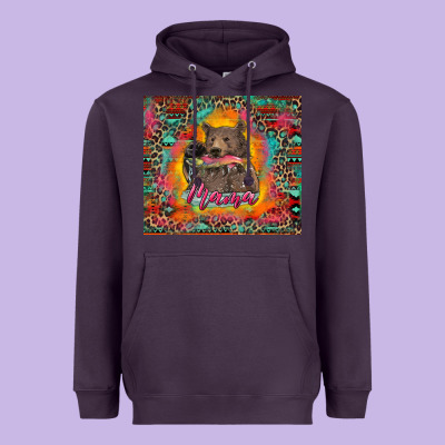 Heavyweight Hoodie mama bear leopard and aztec