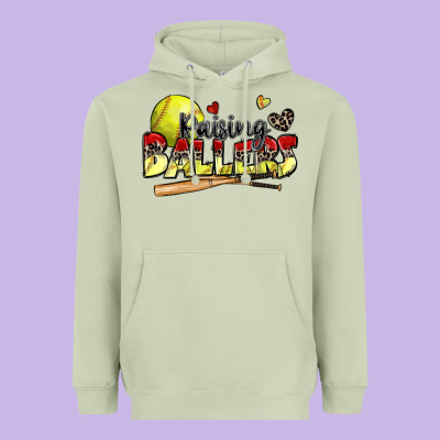 Raising Ballers Softball Heavyweight Hoodie Designed By Zillion Design Studio