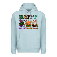 Blue Mist happy hallothanksmas with cupcakes Premium Hoodie - AdoDesignShop