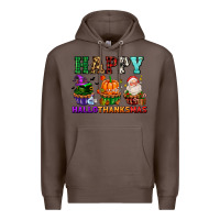 Coffee happy hallothanksmas with cupcakes Premium Hoodie - AdoDesignShop