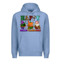 Colony Blue happy hallothanksmas with cupcakes Premium Hoodie - AdoDesignShop