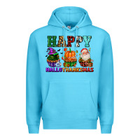 Ocean Blue happy hallothanksmas with cupcakes Premium Hoodie - AdoDesignShop