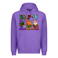 Purple happy hallothanksmas with cupcakes Premium Hoodie - AdoDesignShop