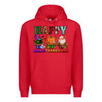Red happy hallothanksmas with cupcakes Premium Hoodie - AdoDesignShop