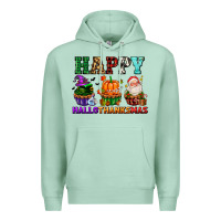 Seafoam happy hallothanksmas with cupcakes Premium Hoodie - AdoDesignShop