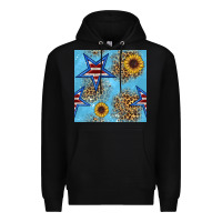 Black american star and sunflower seamless  pattern Premium Hoodie - BundleAndBundleShop