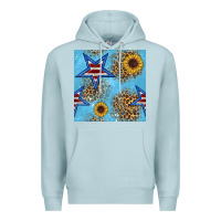 Blue Mist american star and sunflower seamless  pattern Premium Hoodie - BundleAndBundleShop