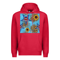 Cardinal american star and sunflower seamless  pattern Premium Hoodie - BundleAndBundleShop