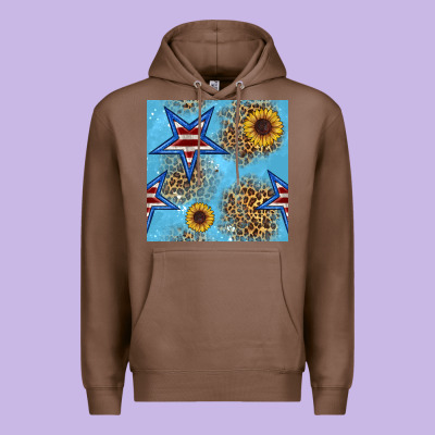 American Star And Sunflower Seamless  Pattern Premium Hoodie Designed By Bundleandbundleshop