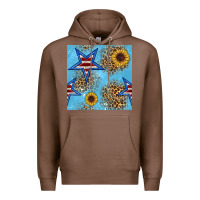 Chestnut american star and sunflower seamless  pattern Premium Hoodie - BundleAndBundleShop