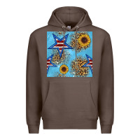 Coffee american star and sunflower seamless  pattern Premium Hoodie - BundleAndBundleShop
