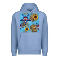 Colony Blue american star and sunflower seamless  pattern Premium Hoodie - BundleAndBundleShop