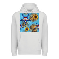 Dove Grey american star and sunflower seamless  pattern Premium Hoodie - BundleAndBundleShop