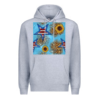 Heather Grey american star and sunflower seamless  pattern Premium Hoodie - BundleAndBundleShop